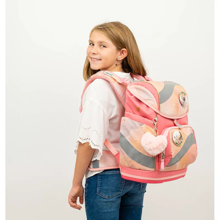 Belmil Schulranzen Smarty Schulranzen Set 6-teilig mit Brustgurt, Hüftgurt Marble