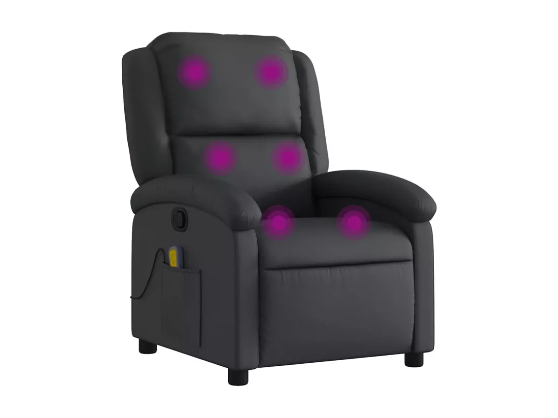 Fauteuil de massage inclinable noir cuir véritable