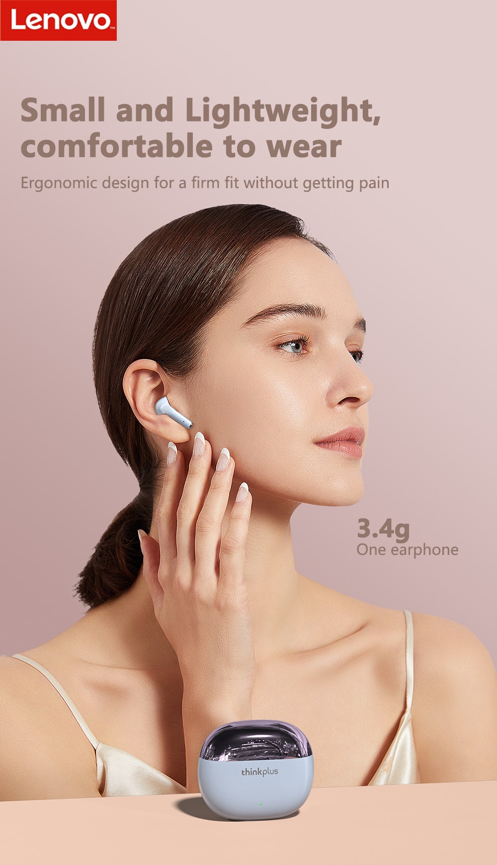 Lenovo X15 Pro Bluetooth-Kopfhörer Rosa