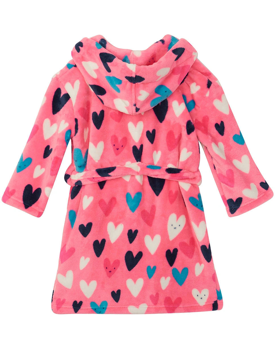 Fleece-Bademantel CONFETTI HEARTS in pink
