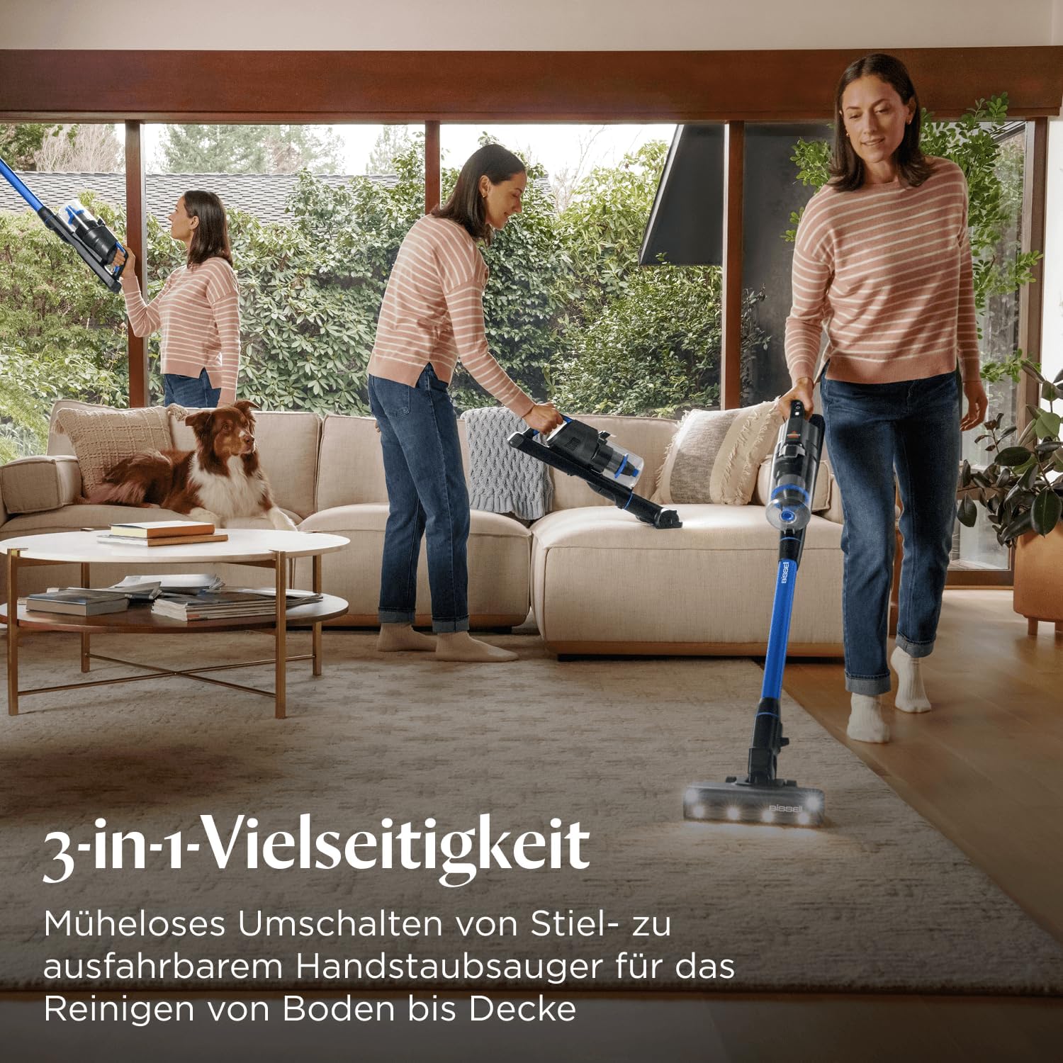 BISSELL PowerClean FurFinder, Akku Staubsauger, 200W Motor, FurFinder-Licht, nicht verheddernde Bürstenrolle, Staubsauger Kabellos, freistehend,HEPA-Filter, 2000 mAh Wechselakku, 40 min Laufzeit 4089N