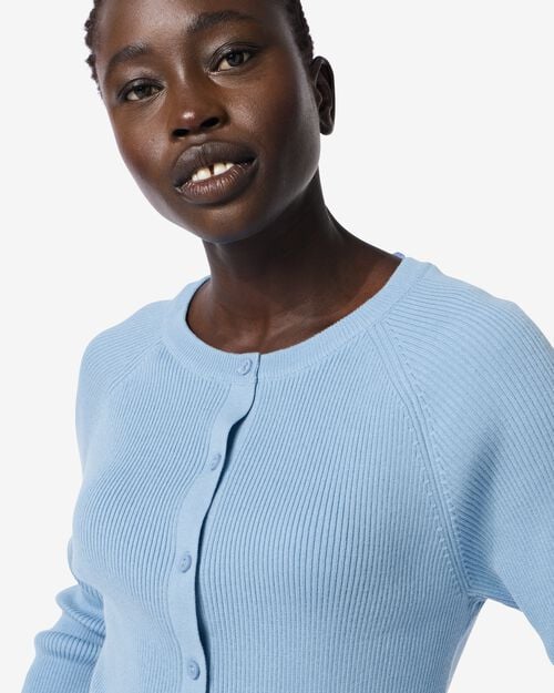 gilet maillé et côtelé pour femmes bleu clair