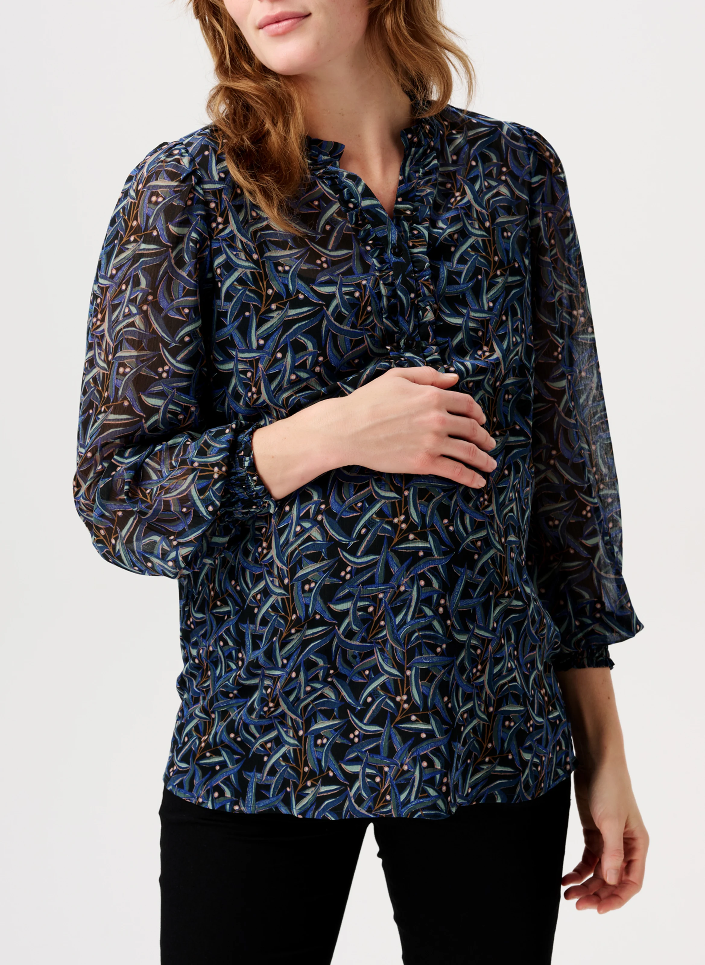 FOGGIA - Blouse col tunisien de grossesse | Noir
