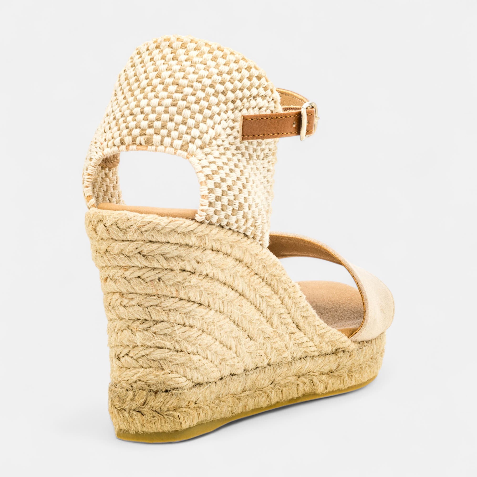 Espadrilles à talon compensé Femme beige
