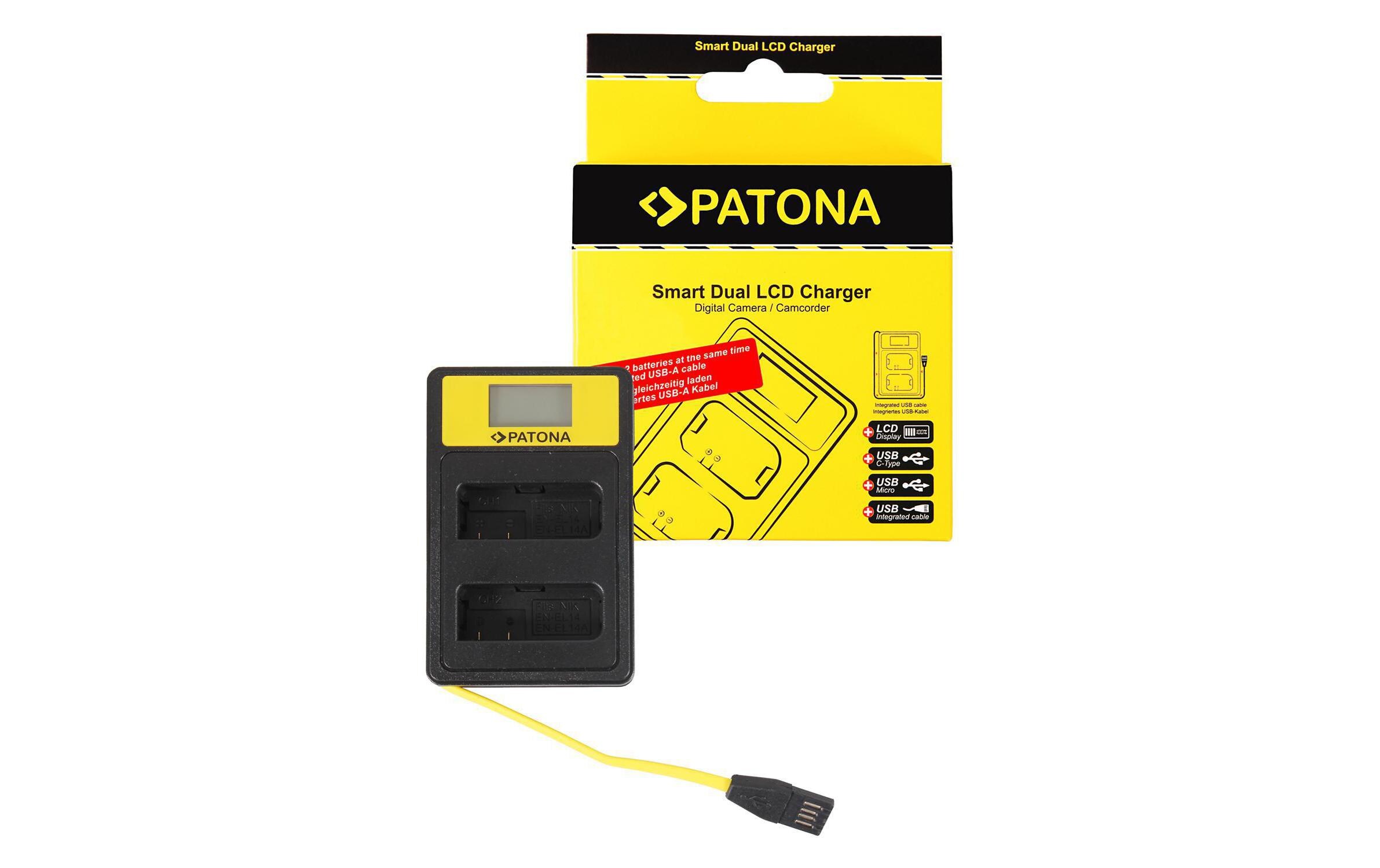 Ladegerät Smart Dual LCD USB Nikon Akku EN-EL14Dual Ladegerät mit LCD Display
