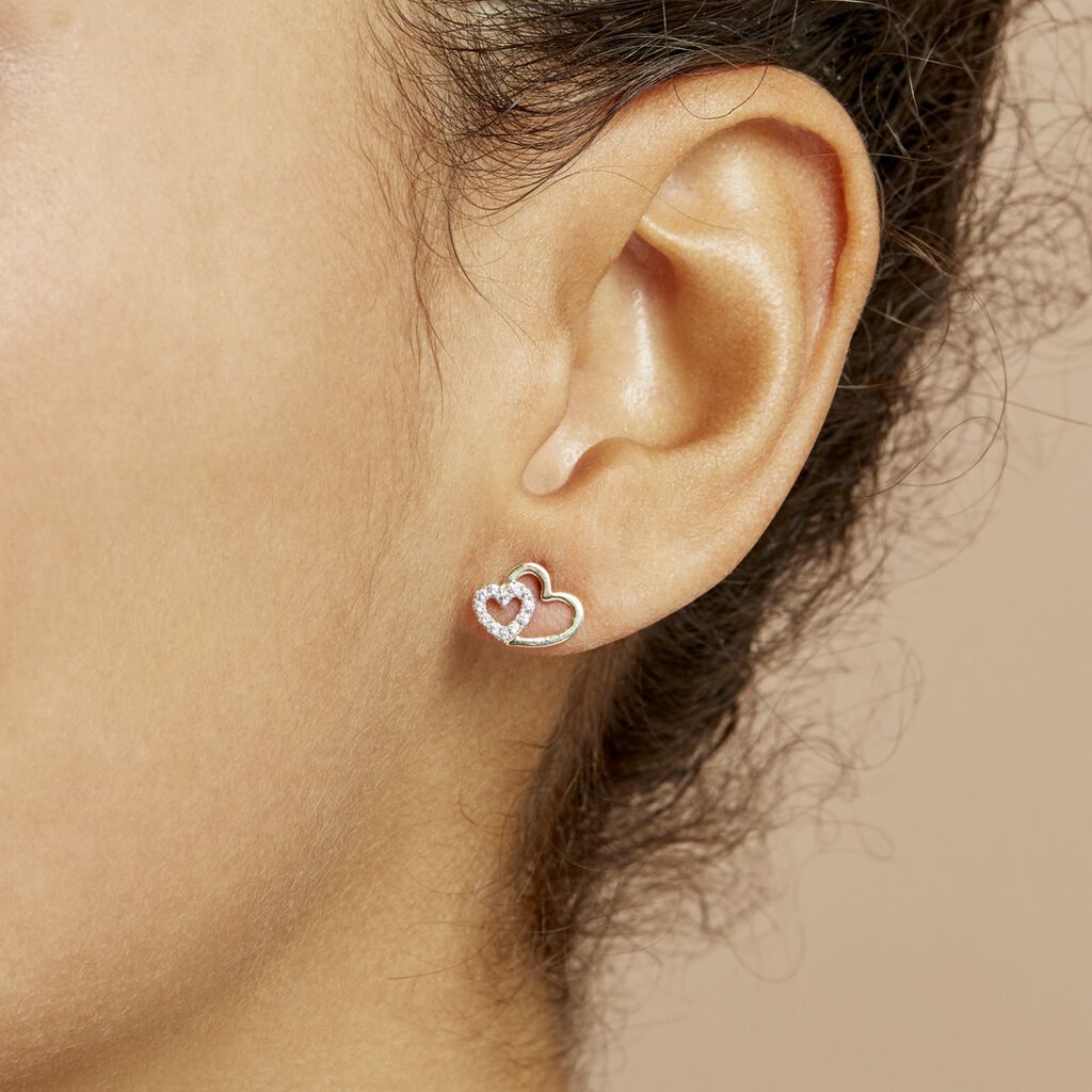 Boucles D'oreilles Puces Marineta Or Jaune Oxyde De Zirconium