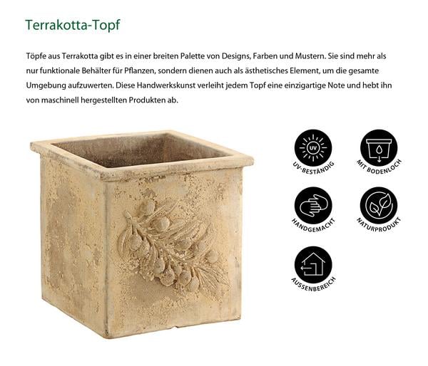 Dehner Terrakotta-Topf, quadratisch,