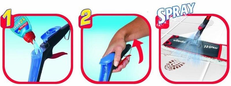 Vileda 1.2. Spray spraymop - Microvezelmop met spraysysteem - Geschikt voor alle soorten vloeren