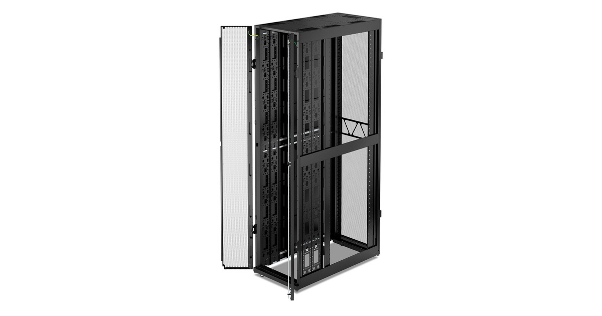APCNetShelter SX AR3308B2, Gen 2, 52U server rack  (Zwart/groen, 2436H x 600W x 1200D mm, met zijpanelen)