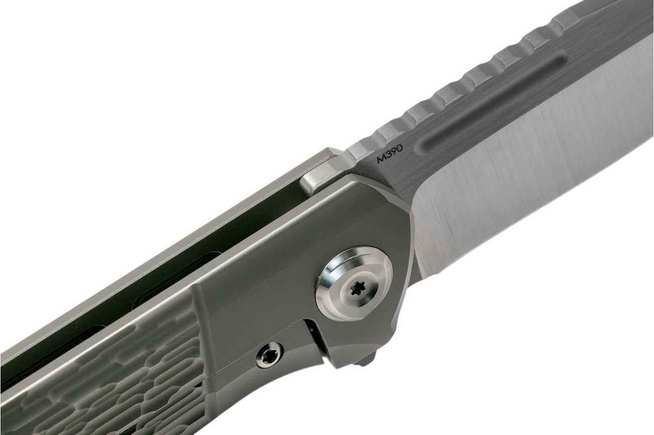 Liong Mah Lanny V2, Textured Titanium, Satin M390 zakmes