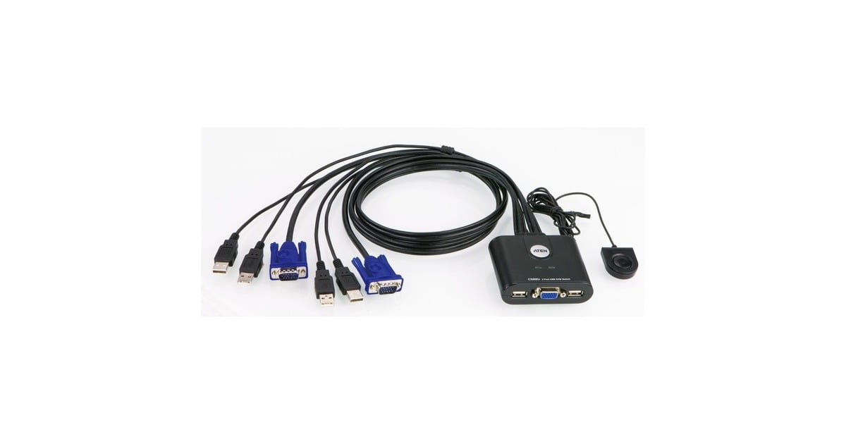 ATENKVM-Switch CS22U met Remote Port Selector  (Zwart)