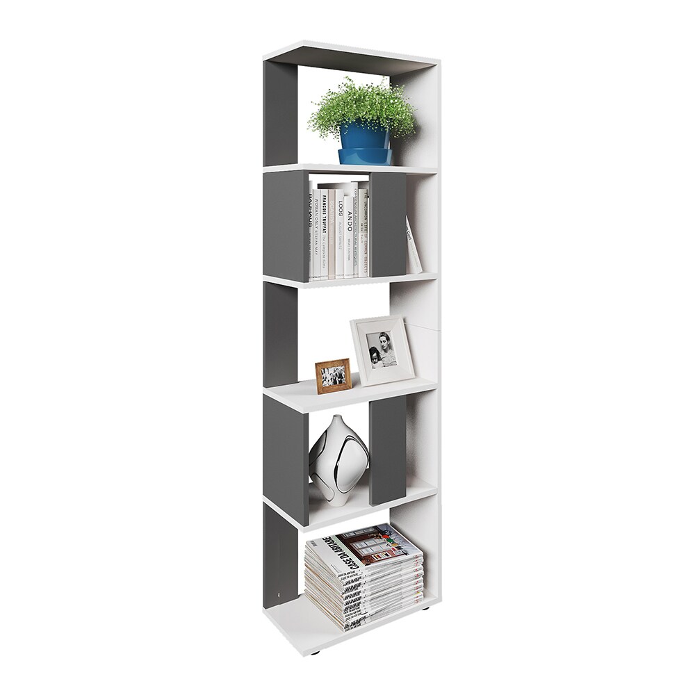 Vicco Raumteiler Bücherregal Standregal Büroregal Regal 5 Fächer Weiß Anthrazit