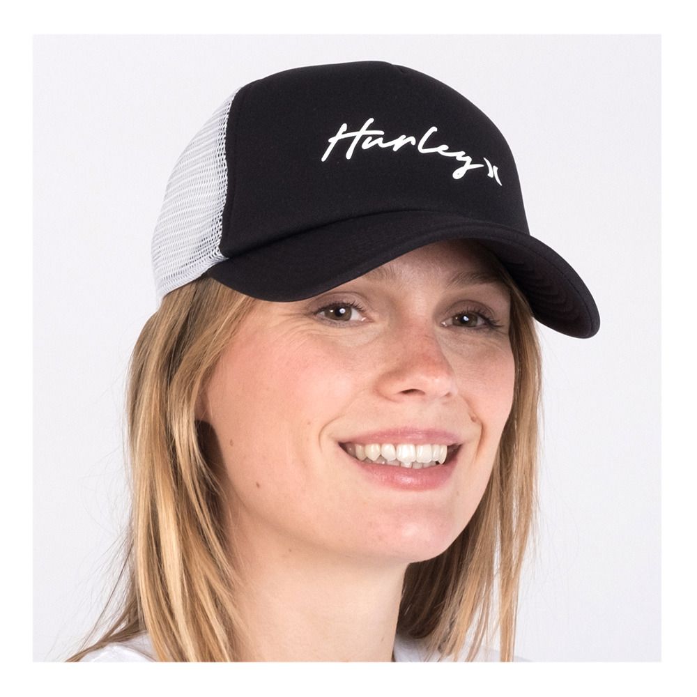 Hurley ICON SCRIPT TRUCKER - Casquette Femme pure platinium/black