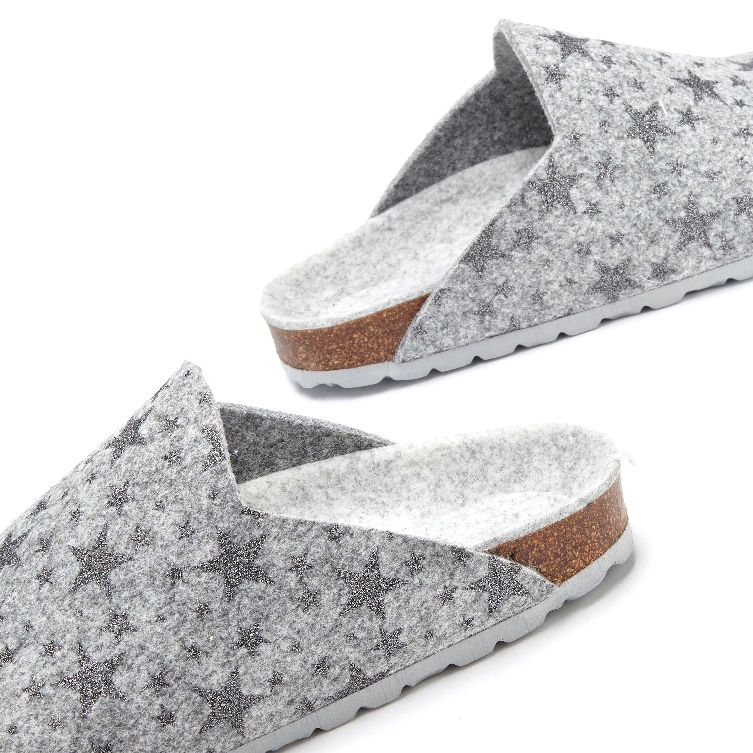 Vivance Hausschuh »Pantolette, Clog, Pantoffel,«  aus Filz mit wärmenden Korkfussbett & Sternenprint
