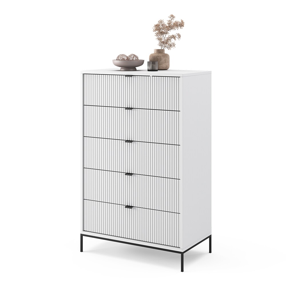 Vicco Kommode Eliza Weiß 76 x 120 cm mit 5 Schubladen
