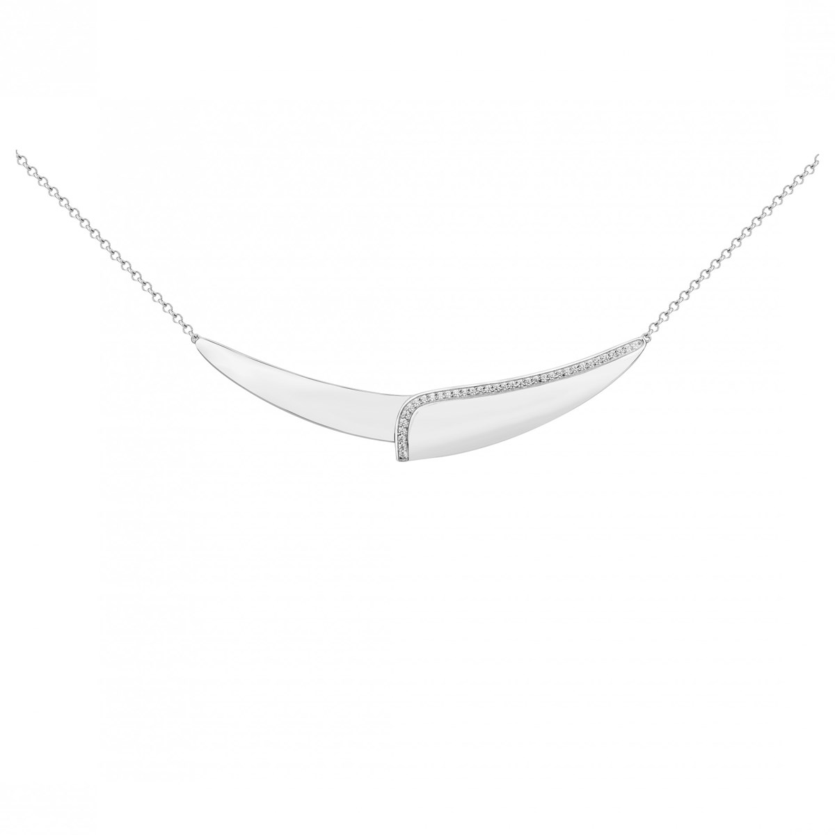 Collier mono-motif en Argent avec oxyde de zirconium blanc