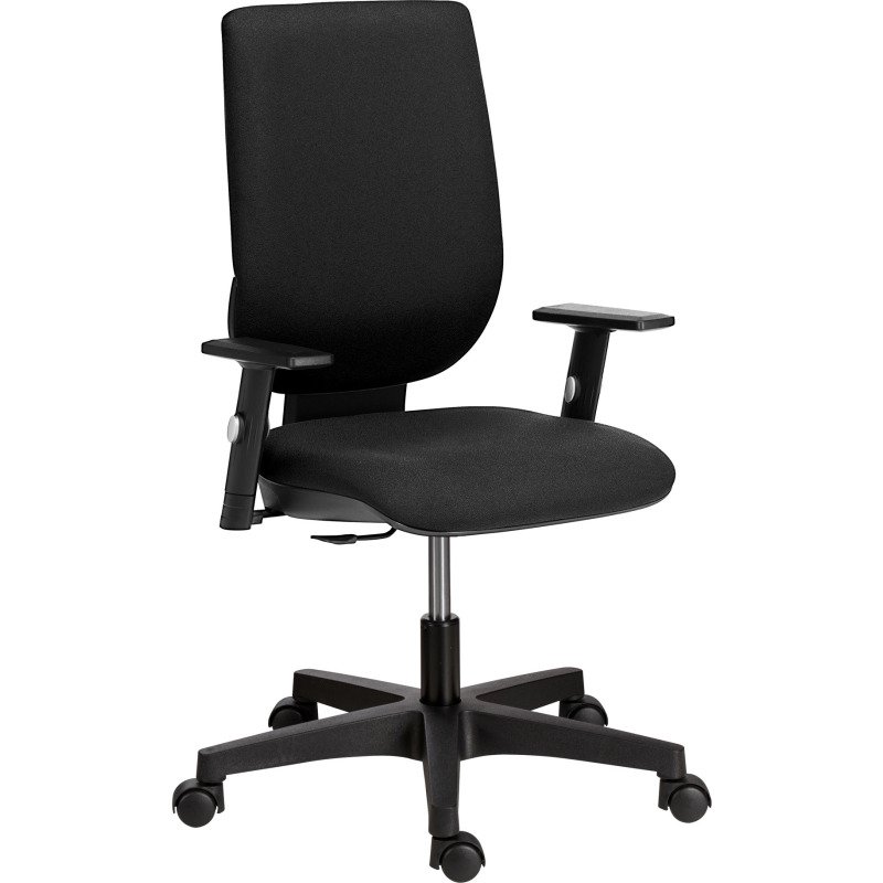 Chaise de bureau NAO tissu - dossier réglable en hauteur - avec ou sans accoudoirs - Mécanisme Contact permanent- Pieds noirs