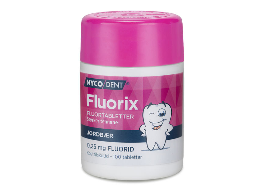 Nycodent Fluorix fluortabletter 0,25mg jordbærsmak 100 stk