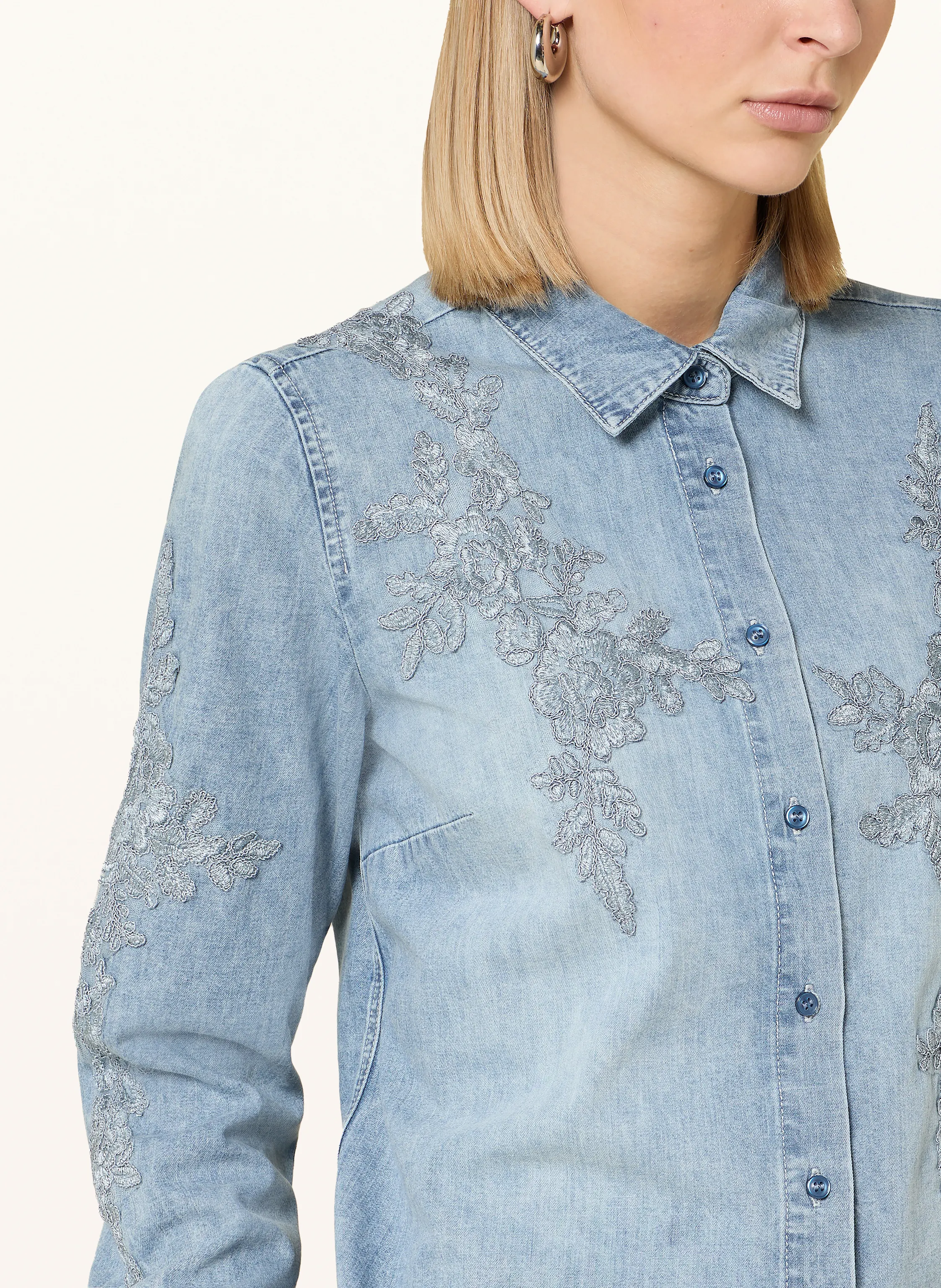 monari Jeansbluse mit Stickereien