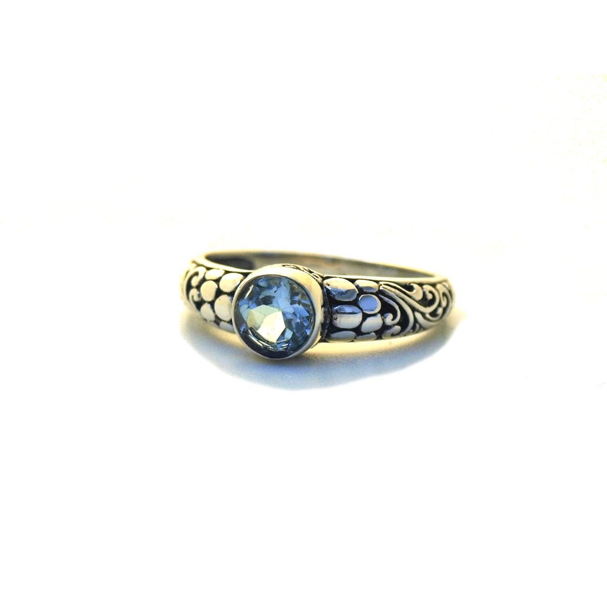 Bague argent et topaze bleue