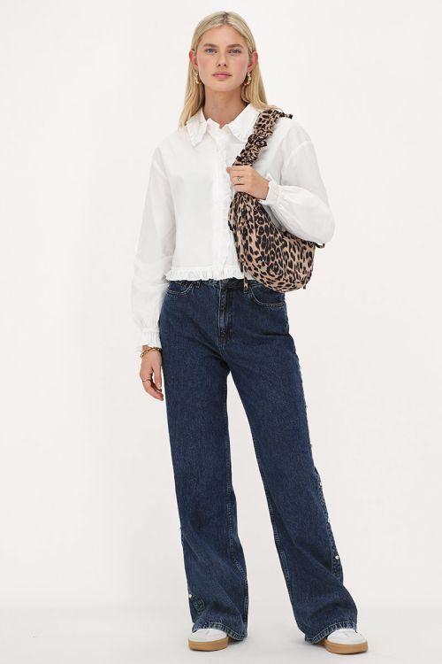 Witte cropped blouse met ruffles