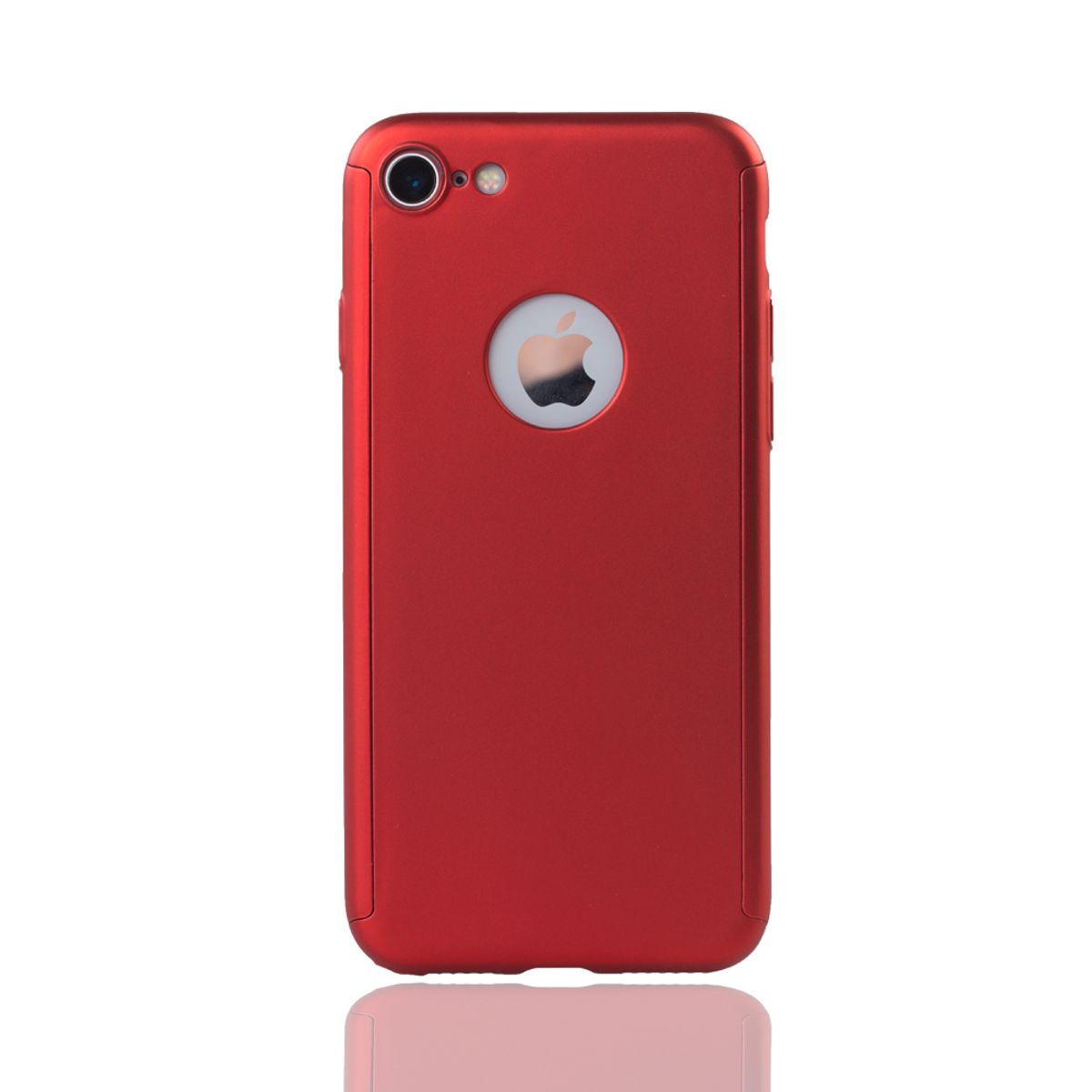 Apple iPhone 8 Handy Hülle Schutz Case 360 Full Cover Panzer Schutz Glas Rot