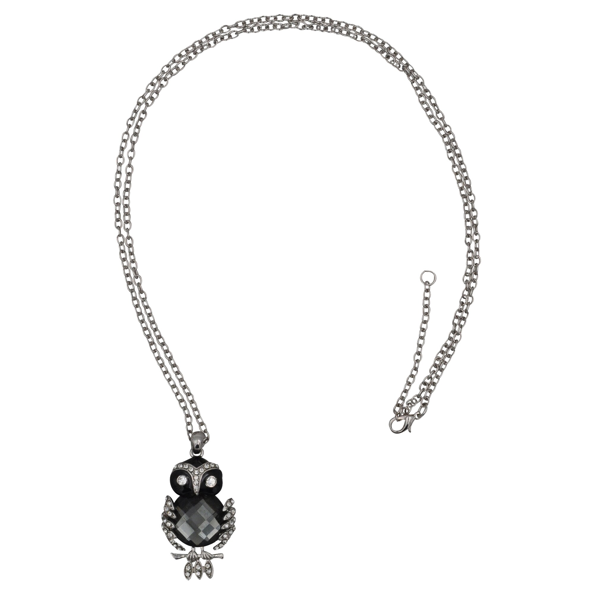 Steuer Modeschmuck Anhänger mit Kette Metall Eulenanhänger an Kette rhodiumfarben