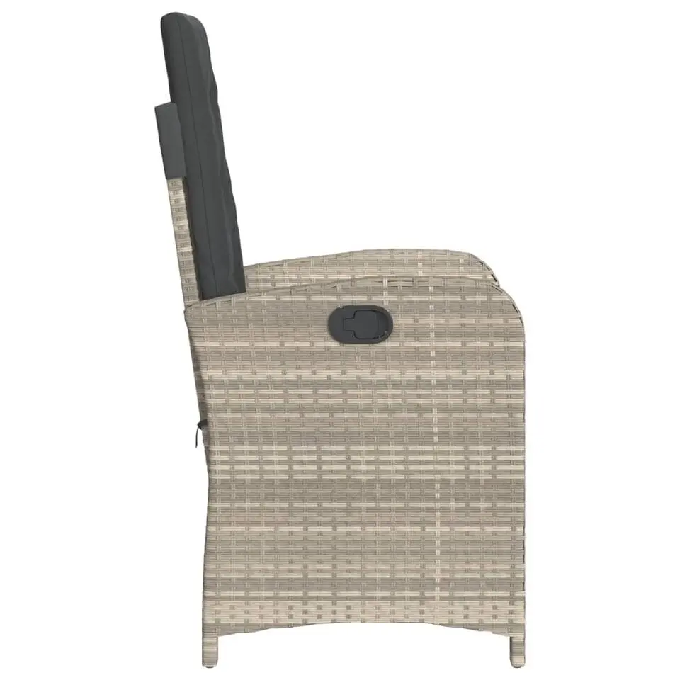 vidaXL - Tuinstoelen verstelbaar - Grijs - Poly rattan - 2 stuks - Met kussens