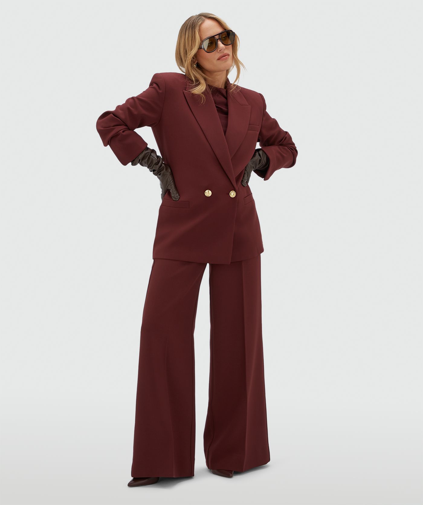 JV-SKY high waisted wide leg pantalon - burgundy
