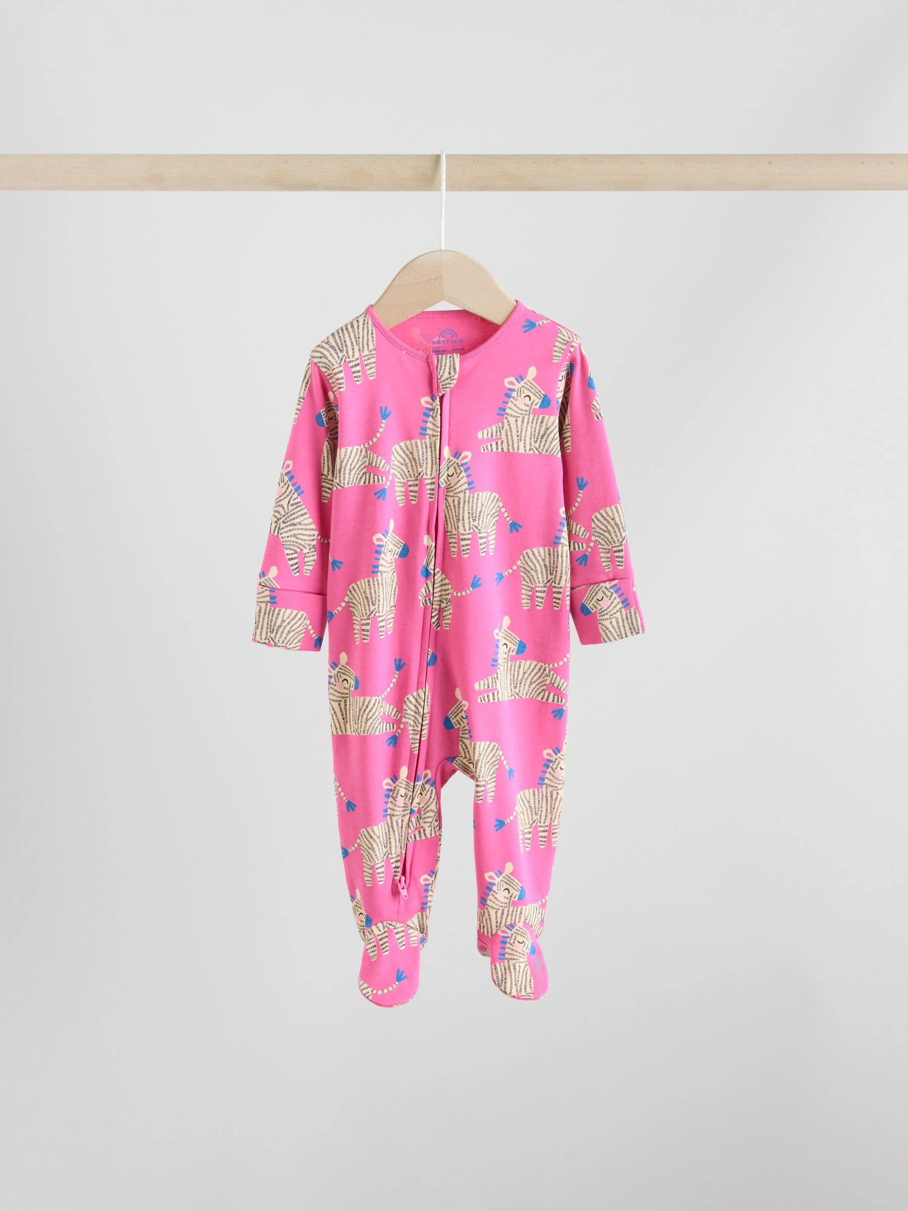 Blauw/roze met karakteristieke dierenprint - 3 Pack Baby-pyjama's met tweewegrits (0mnd -2jr)