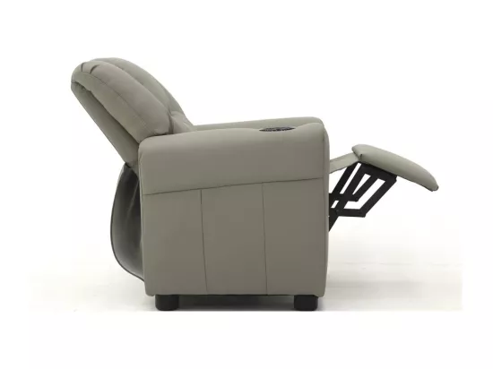 Mini fauteuil relax ITCHI relevable manuellement matière PU couleur gris.