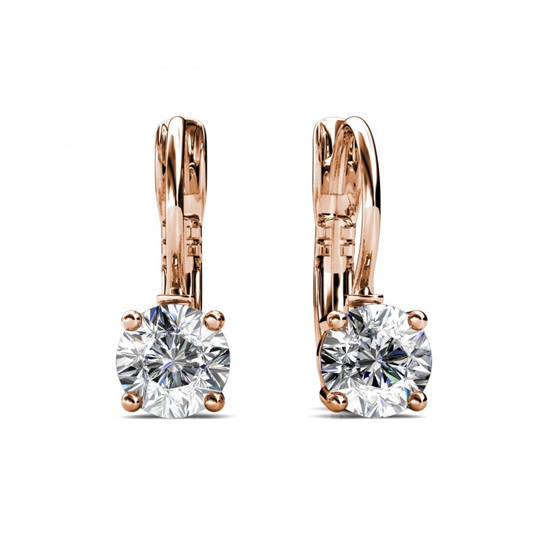 Boucles d'oreilles Round - Or Rosé et Cristal