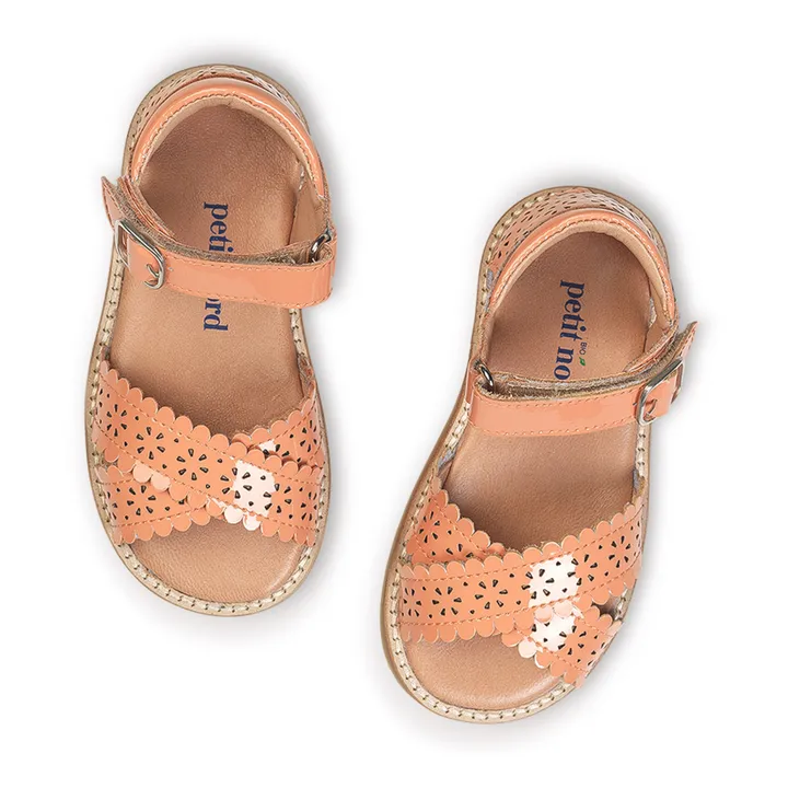 Petit Nord Sandales Scratchs Scallop Flower | Abricot