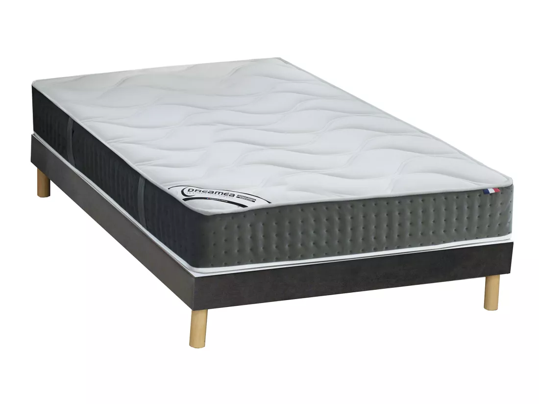 Ensemble 140 x 190 cm sommier velours + matelas hybride ressorts ensachés 7 zones et mémoire de forme ép.25cm - TIAMAT de YSMÉE