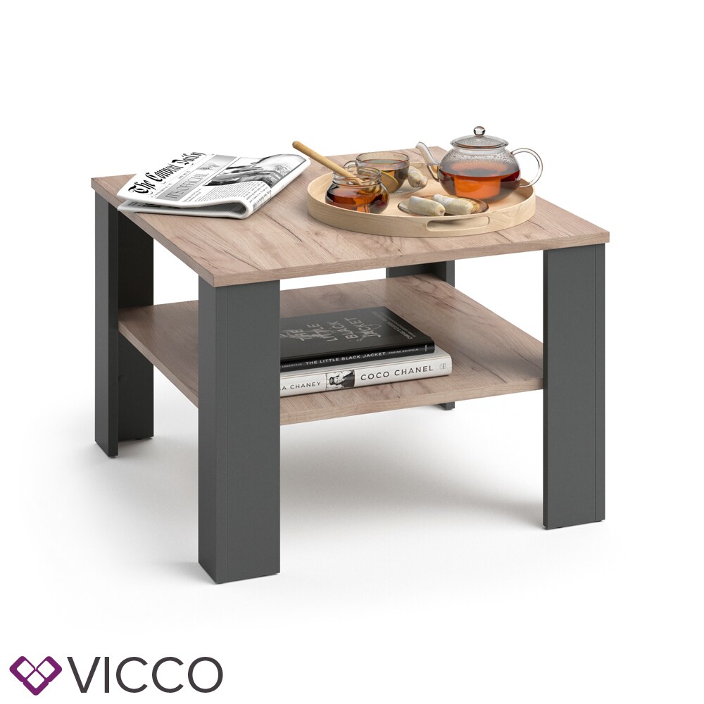 VICCO Couchtisch HOMER Anthrazit Sand 60x60 cm - Wohnzimmer Sofatisch Kaffeetisch