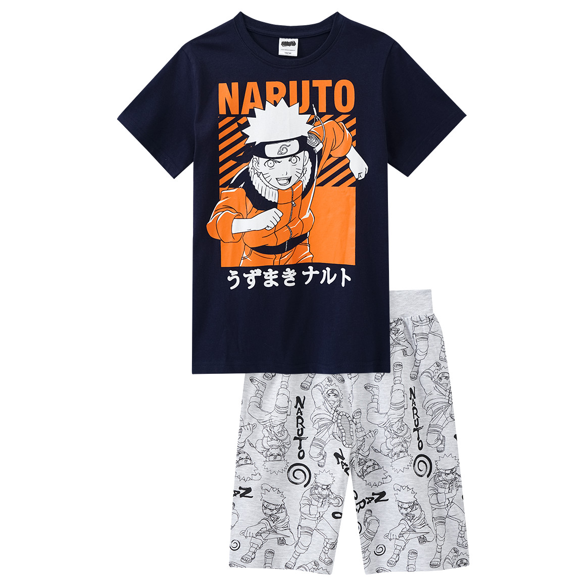 Yigga Naruto Shorty mit Print dunkelblau / hellgrau