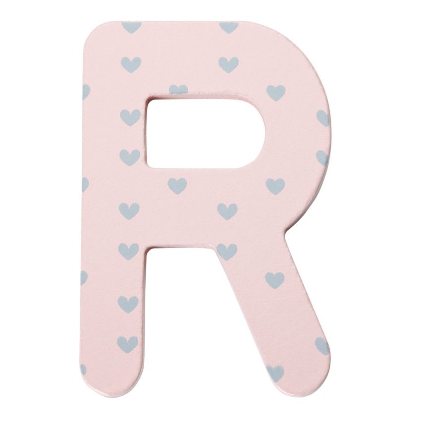 Lettre décorative en bois R - Rose