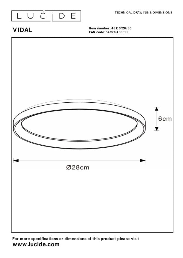 Vidal plafondlamp LED Ã28 zwart