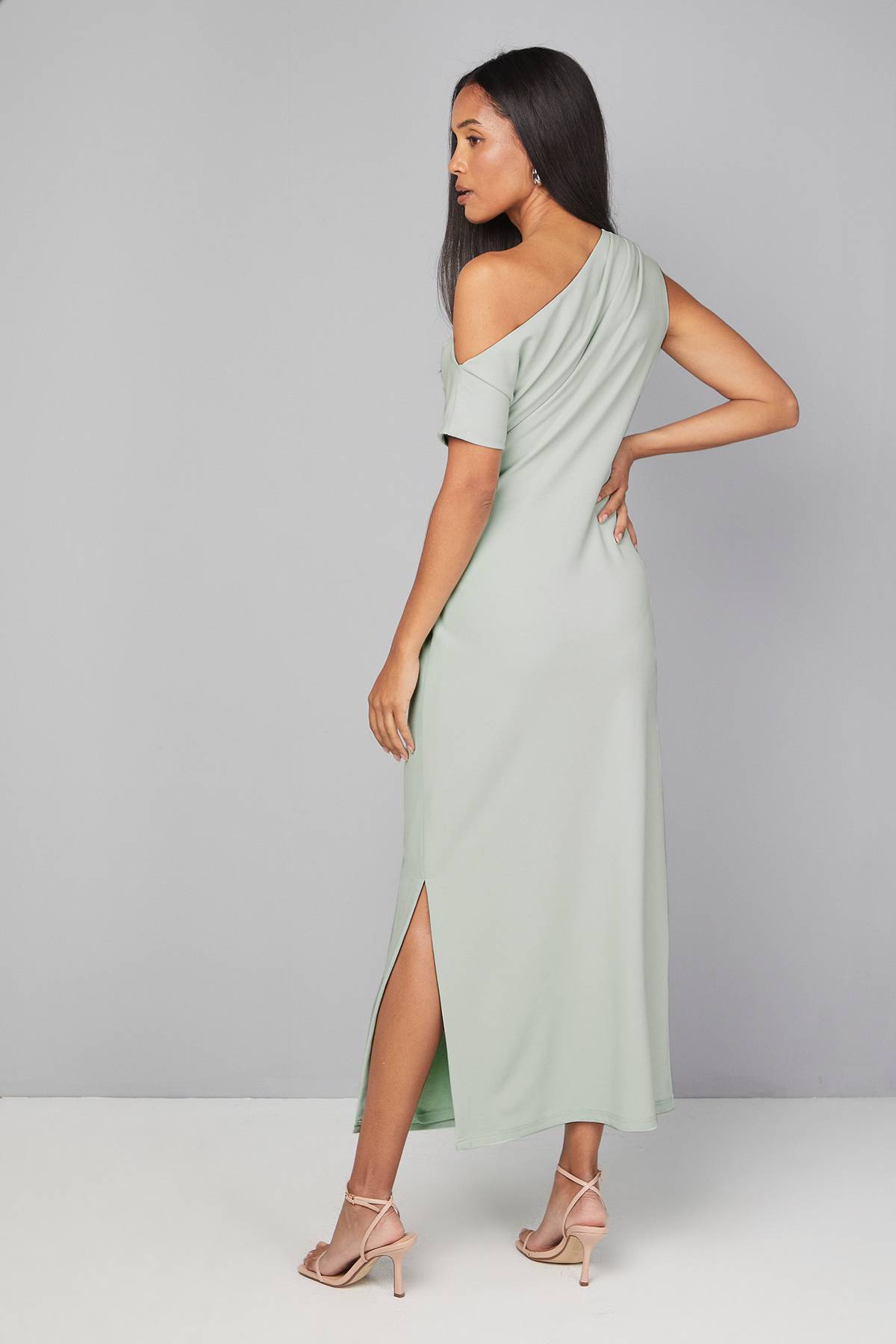Wallis Robe Maxi Asymétrique en Jersey Crêpe