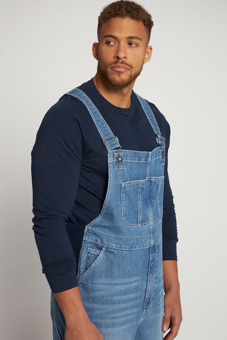 Latzhose, Workwear, Jeans, viele Taschen, Elastikeinsätze, Relaxed Fit