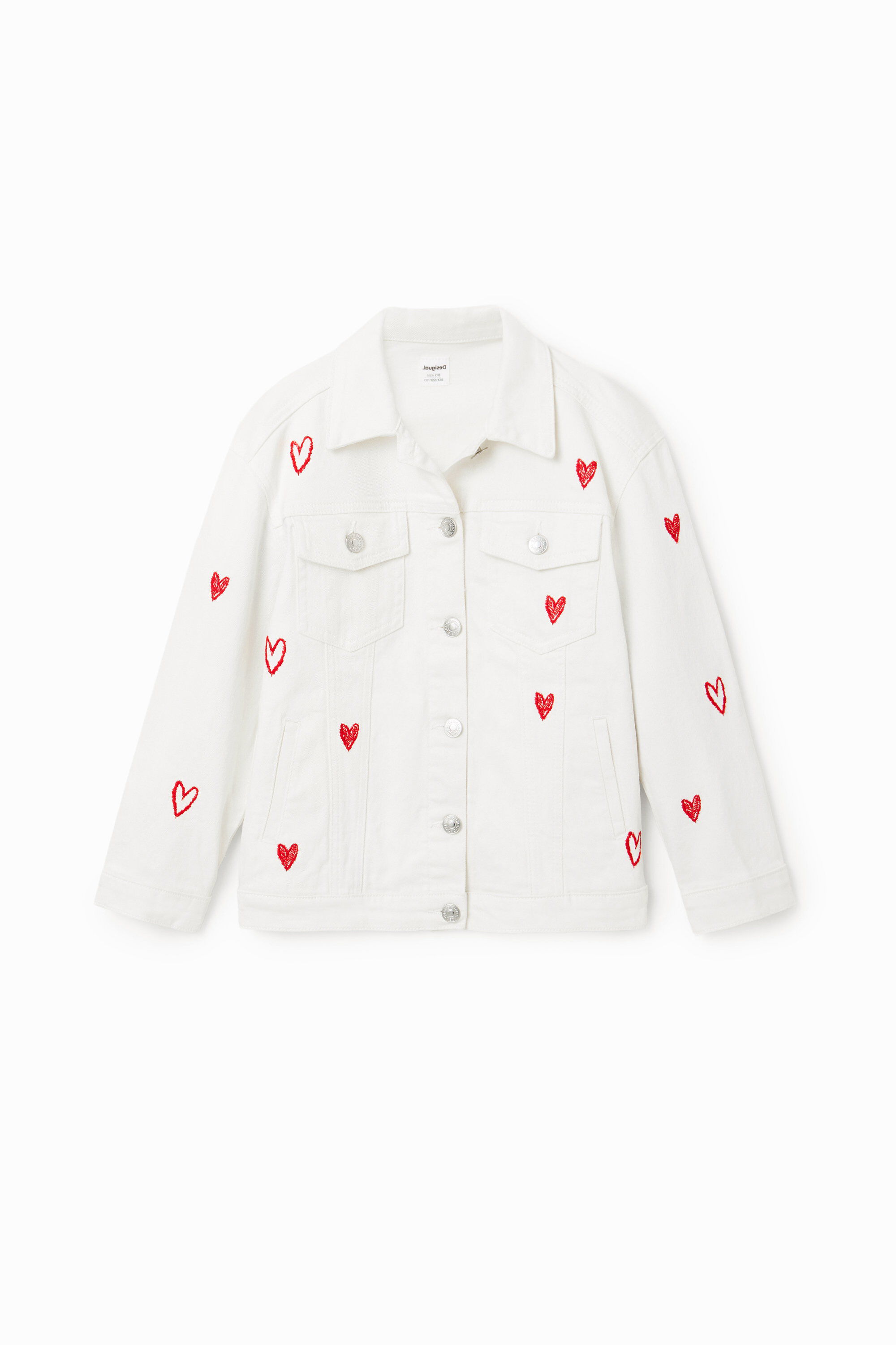 Veste en jean oversize cœurs