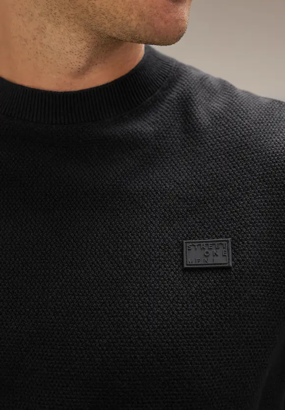 Feiner Strukturpullover - Black