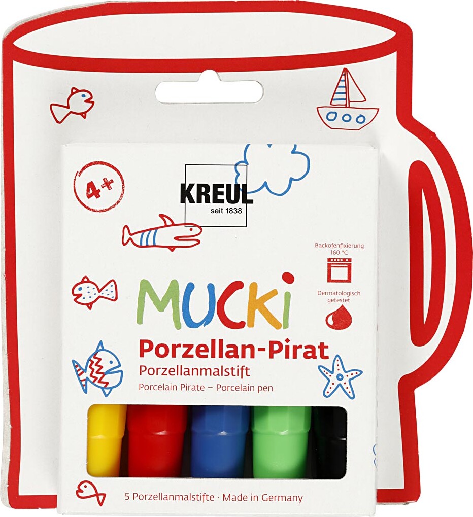 Kreul - Mucki Glas- Og Porcelænstusser - 2-5 MM - Forskellige Farver - 5 Stk