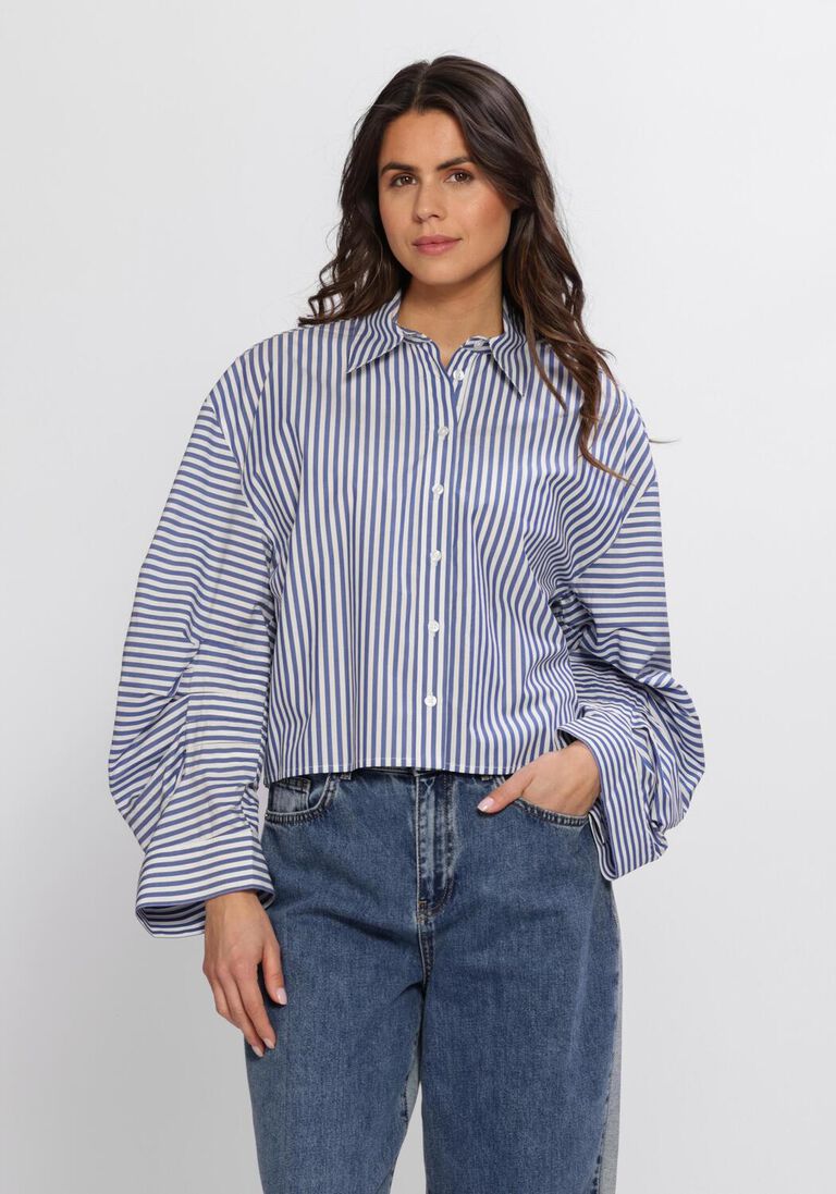 blauwe alix the label blouses ladies woven fancy striped blouse