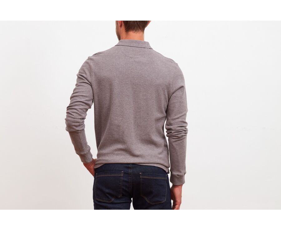 Polo manches longues homme Taupe chiné - ANDY II ML