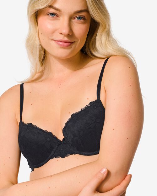 soutien-gorge push-up préformé en dentelle avec armatures noir