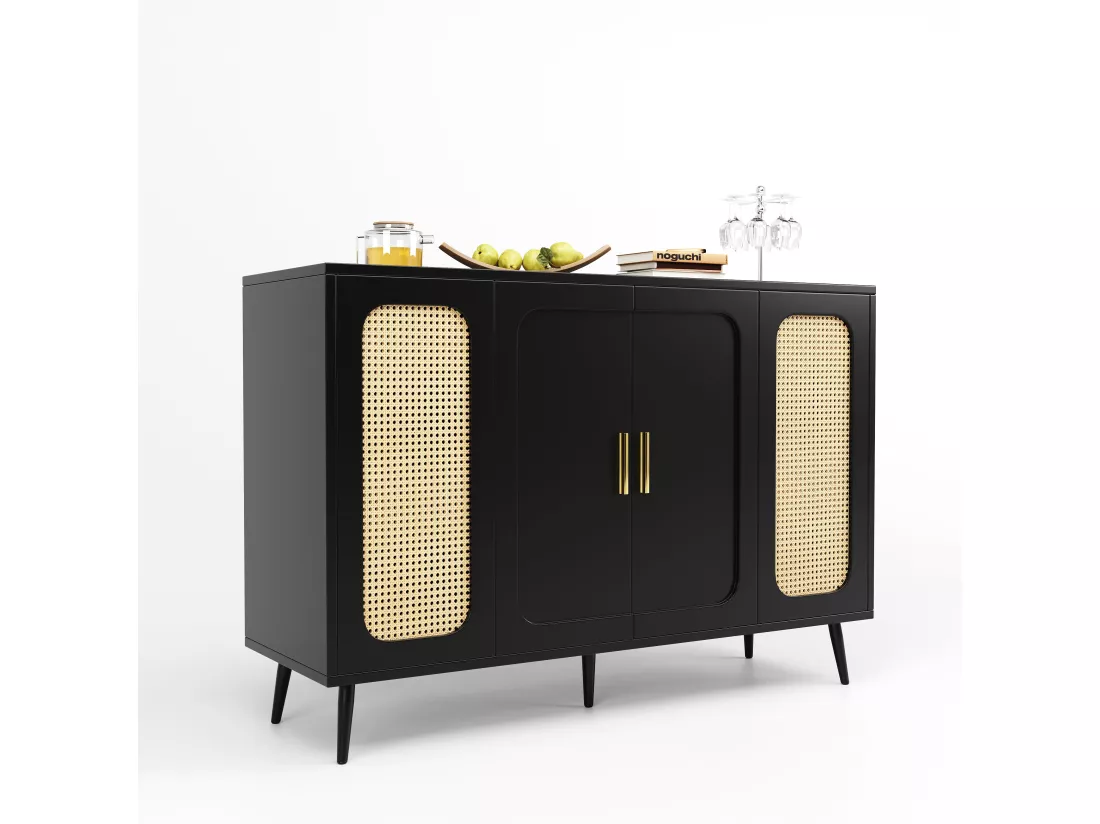 Buffet noir avec de nombreux rangements,d120cm×h89cm