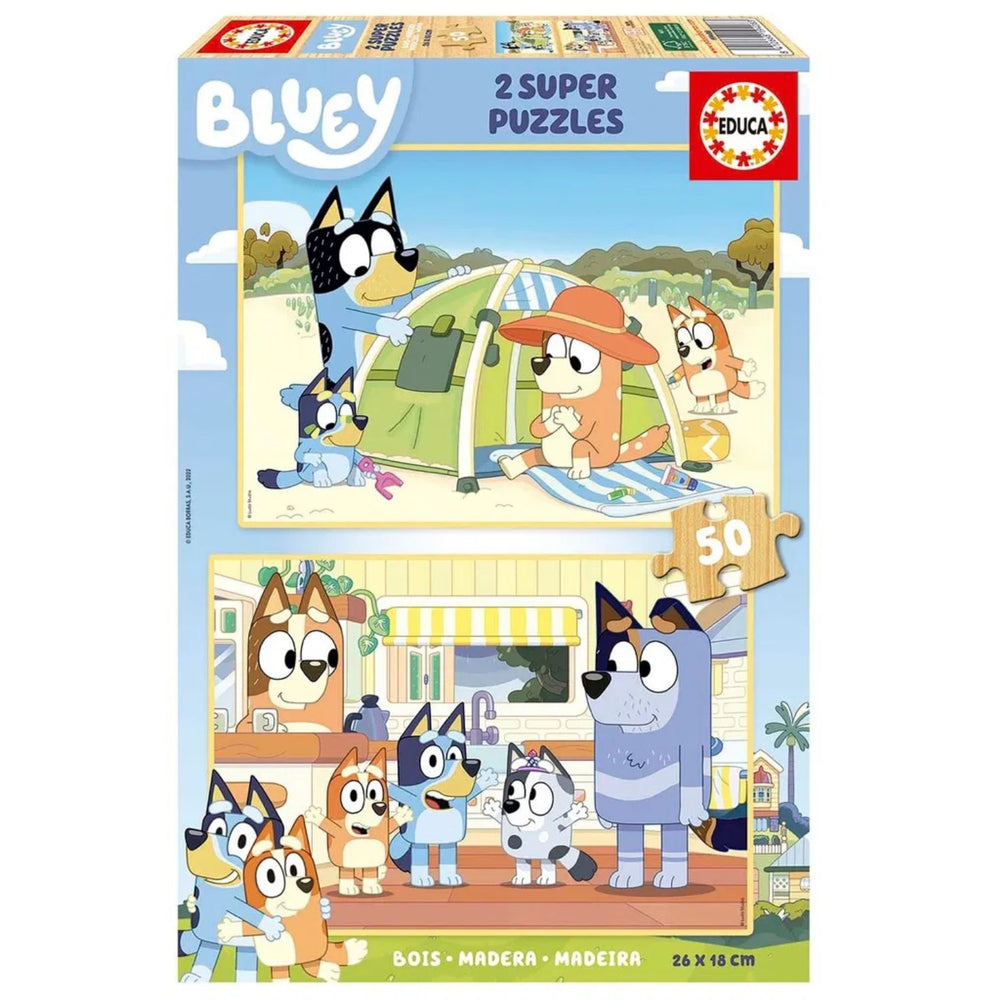 Køb Educa Puslespil Bluey 2 X 50 Brikker, Træ