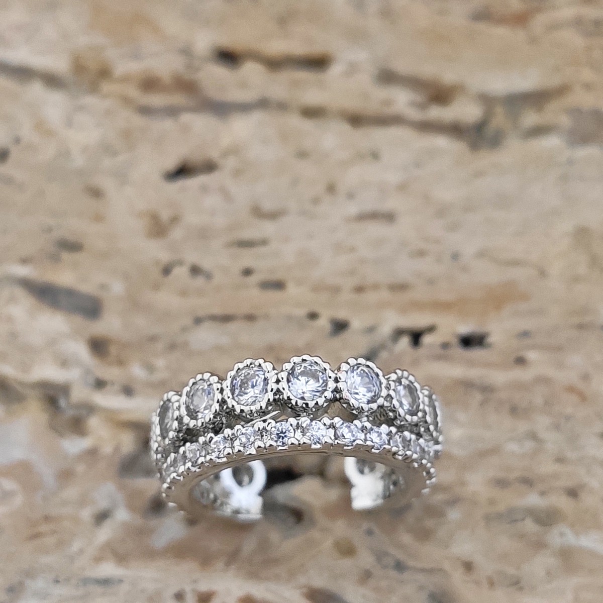 Earcuff - Laiton argenté & zirconium