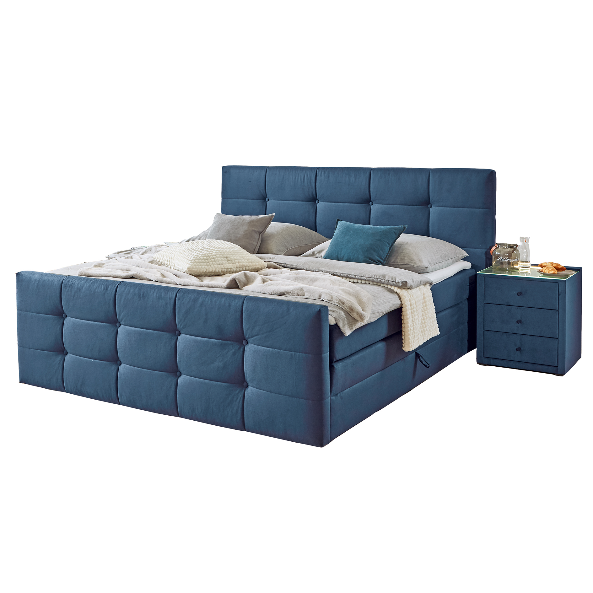 Boxspringbett - türkis - 180x200 cm - inklusive Topper